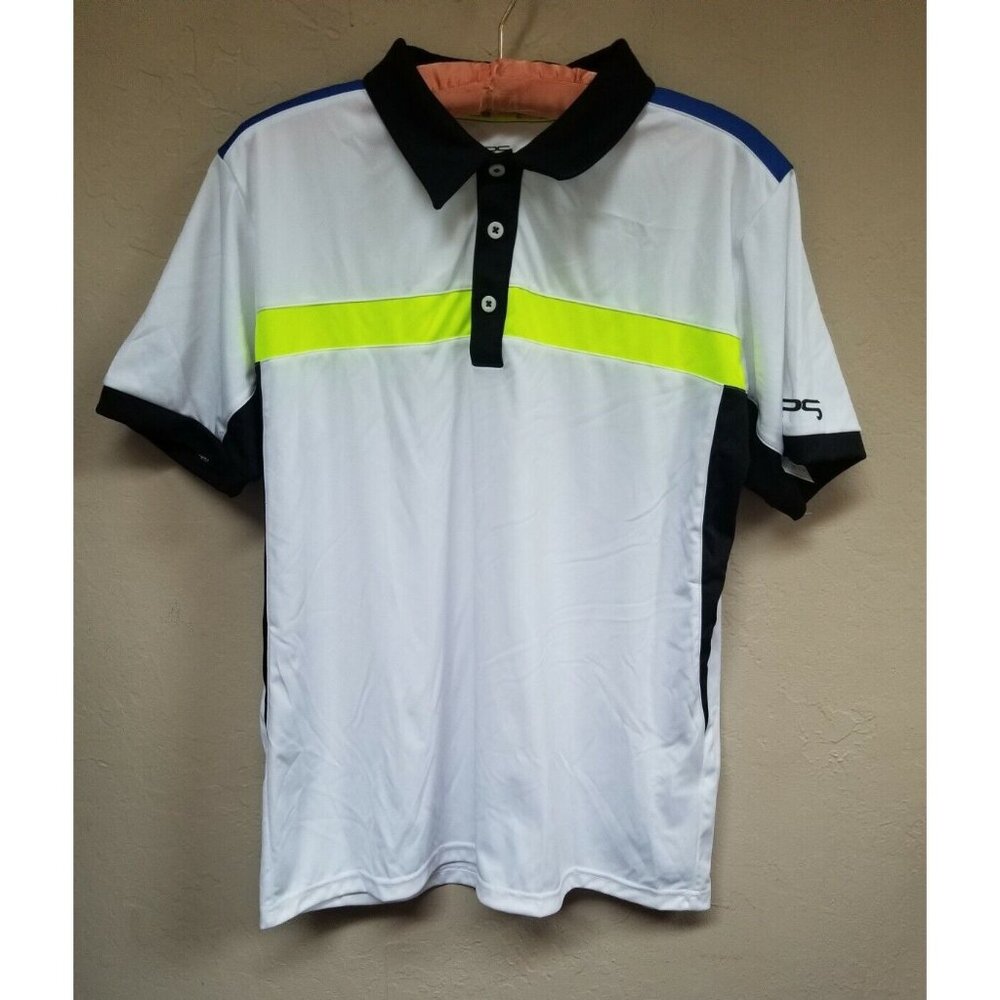 Prodigy Golfer Mens XL Semi-Fitted Golf Polo Shirt Short Sleeve Colorblock White